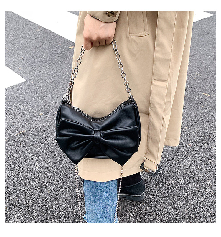Bow Chain Bag 2021 Autumn New Handbag Korean Style Simple Shoulder Bag Elegant Lady Messenger Bag Fashionpicture5
