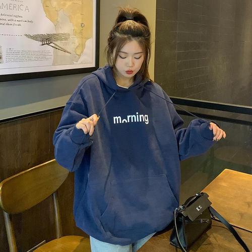 Letter pullover sweatshirt for women  autumn thin hooded sweatshirt for women long-sleeved BF style loose casual top jacket