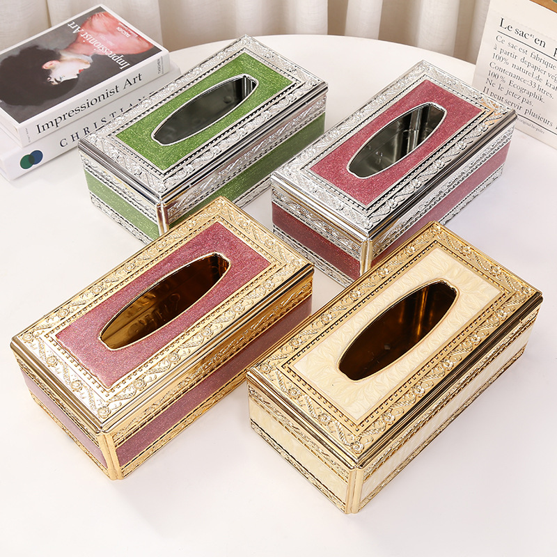 De estilo europeo de lujo de oro Jade gran caja de pañuelos sala de estar comedor de alta gama de hotel KTV reforzado caja de pañuelos de acrílico