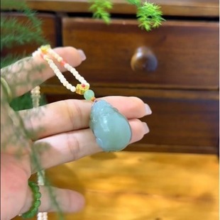 Hetian Jade Sugar Green Material Pi Mellow and Full Oil Pi Zi Green Skin Embrace Honey Craftsman Craftsman Crafts Jade Quality Boutique
