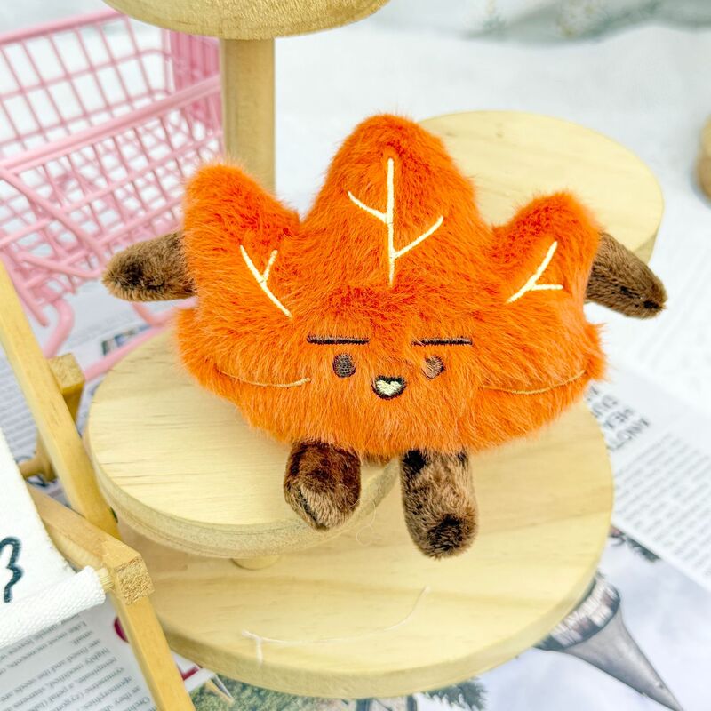 新品可爱树叶毛绒挂件挂件猫咪毛绒玩具卡通小枫叶秋冬造型钥匙扣|undefined