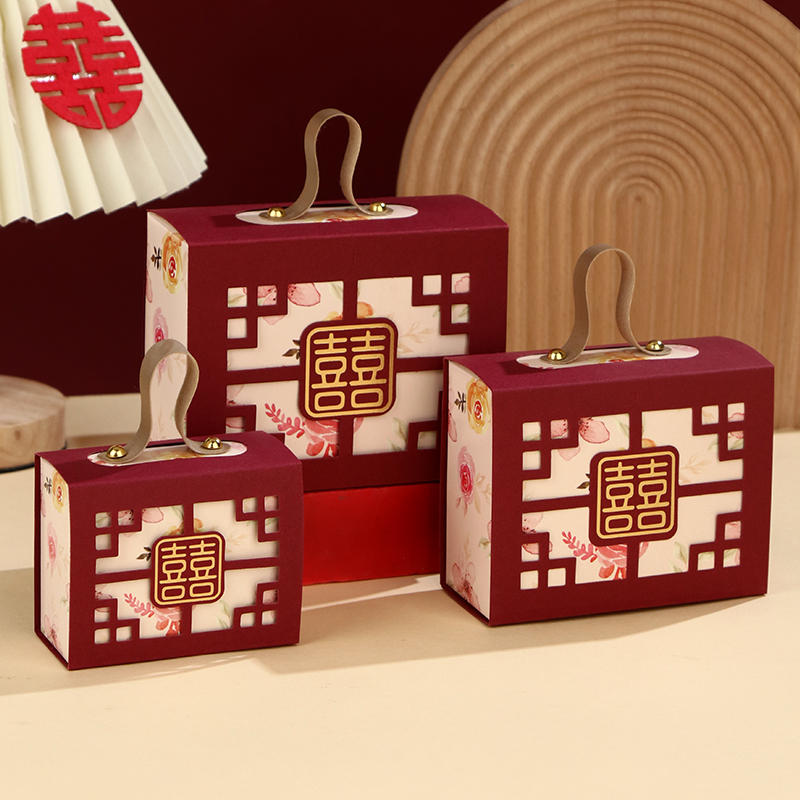 Caja de dulces de boda atmósfera caja de regalo de dulces portátiles caja de embalaje de boda caja vacía caja de cartón bolsa de dulces de boda