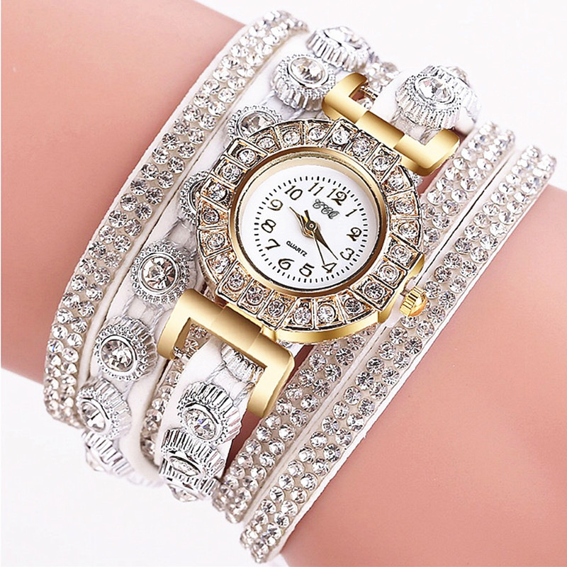European-style New Fashion Ring Bracelet Watch Korean Velvet Full Diamond Alloy Women's Fashion Watch