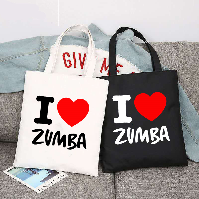 I Love Zumba Dance印花帆布袋单肩包折叠袋手提袋购物袋跨境外贸