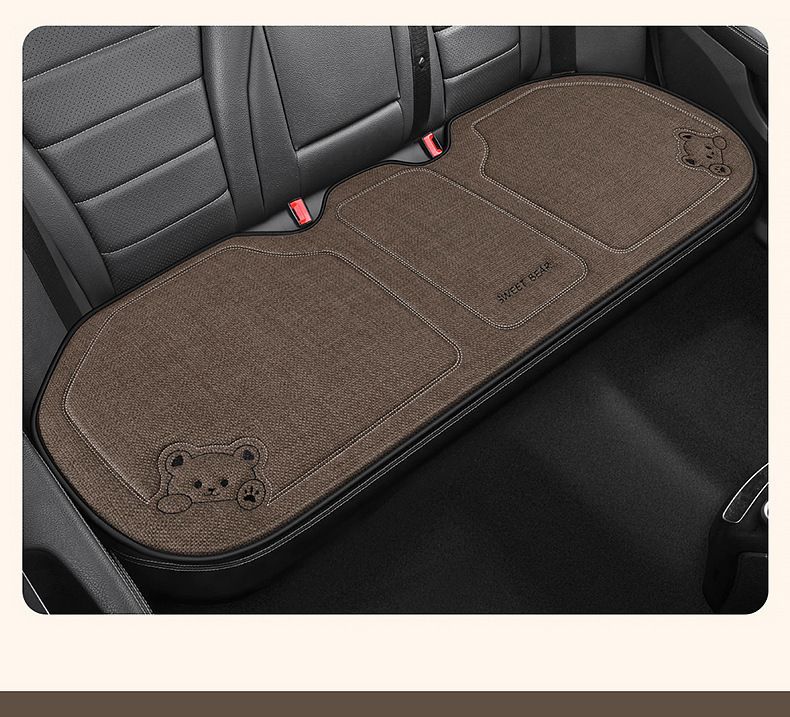 Seat cushion, linen single-piece seat cover, rear seat cushion, suitable for all seasons, cartoon design, for car interiors, for women