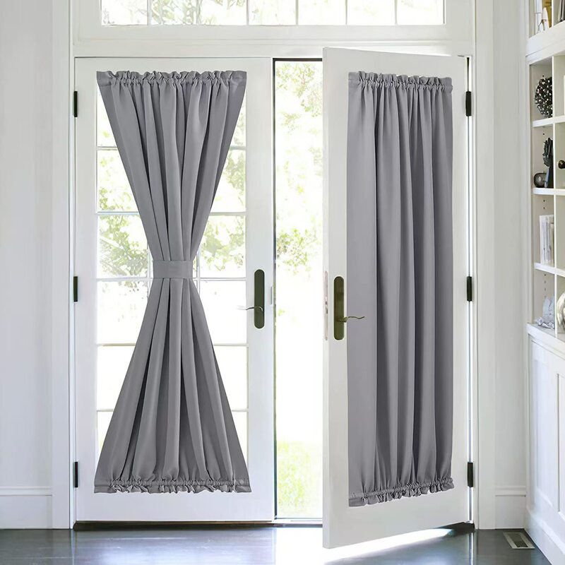 Amazon French High-End Finished Solid Color Blocking Door Curtain Bedroom High Blackout Impermeable Anti-Mosquito Curtain Wholesale