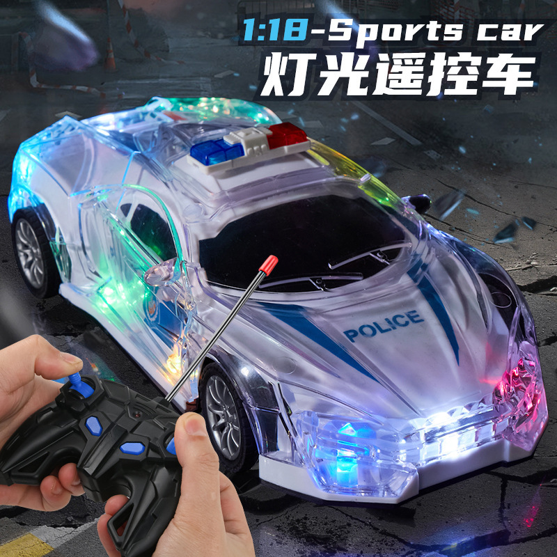 Cool boys and girls light car light model police car cross-border light electric remote control toy car baby