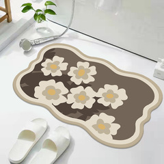 Fresh Nordic Style Bathroom Mat, Ins Inspired Home Use Anti-Slip Water Absorbent Entrance Door Mat, Diatomaceous Earth Floor Mat