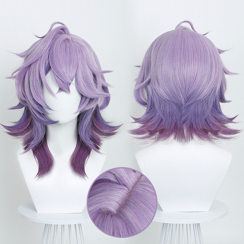 Kokomi Genshin Impact Xiao Dunlin Cosplay Wig Gradient Wolf Tail Style Wig Realistic Scalp Top Medium-Length Wig