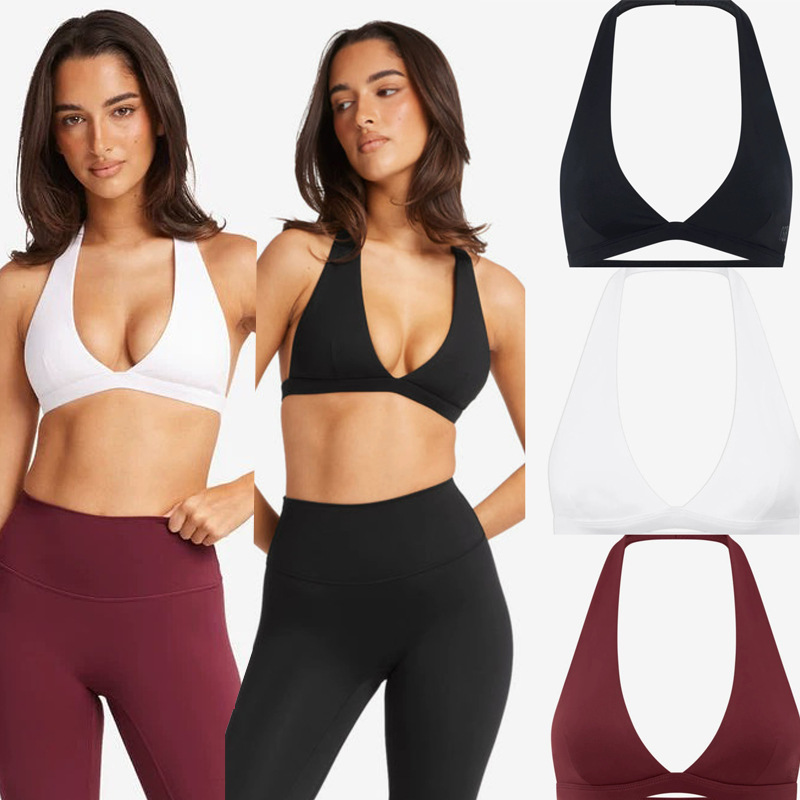 Foreign Trade Cross-Border European and American Sports Bra Halter Neck Yoga Fitness Vest Running Training Bra High-Waisted Butt-Lifting Pants