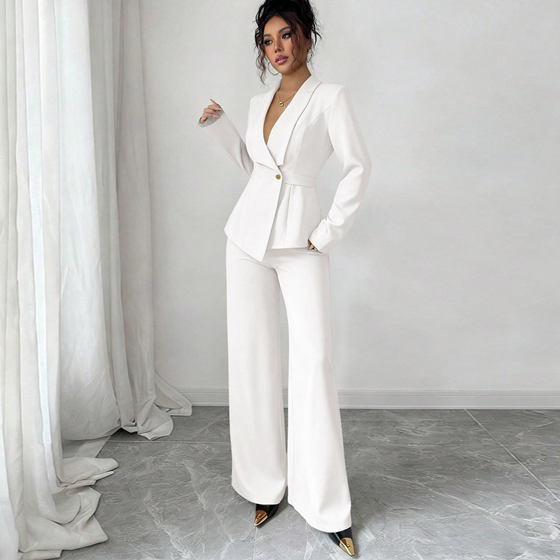 Ruihu 2026 Spring Cross-Border Amazon European and American Style Coat Casual Pants Set Women's Two-Piece Outfit for Foreign Trade Ruihu 2026 Spring Cross-Border Amazon European and American Style Coat Casual Pants Set Women's Two-Piece Outfit for Foreign Trade