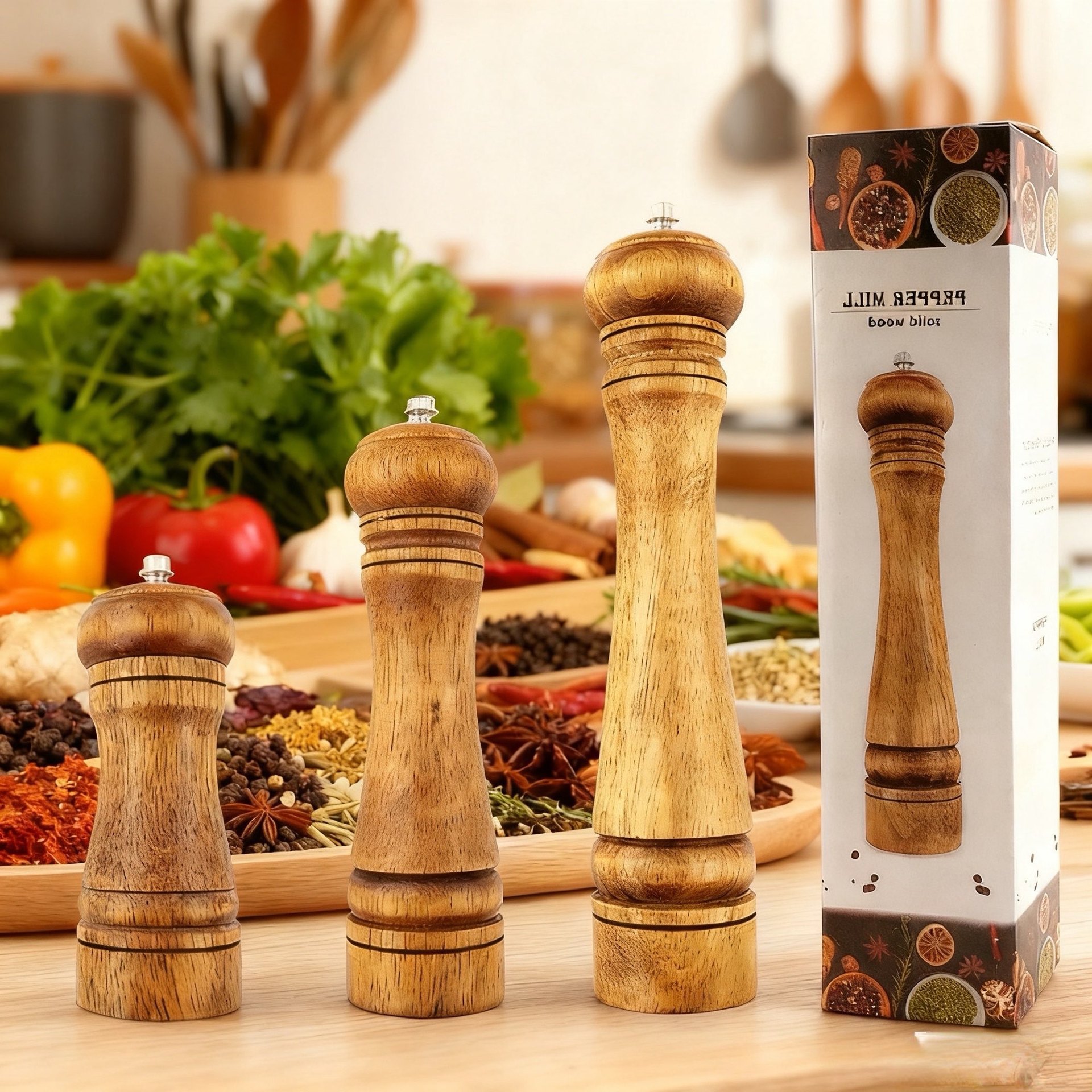 Wooden ceramic manual chopper, sea salt for home use, Sichuan pepper
