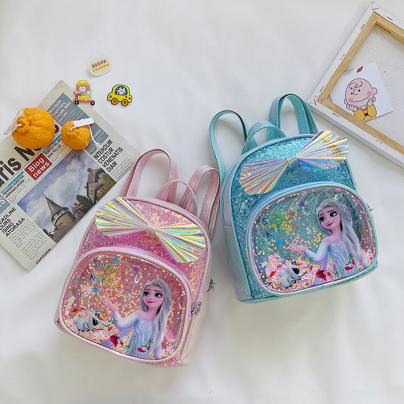 Niños mini mochila lindo arco lentejuelas niñas mochila moda princesa viaje pequeña mochila