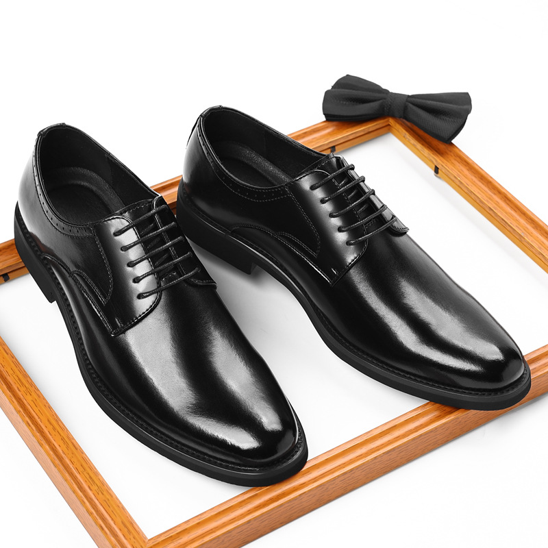 Men's Genuine Leather Oxford Dress Shoes Pointed Toe Formal Wedding Shoes_vogvips.com