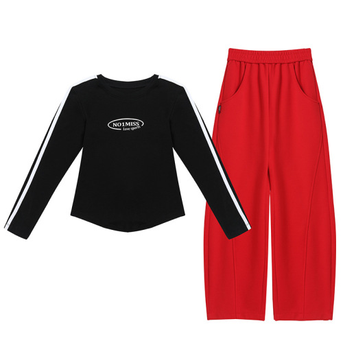  Spring and Summer New Square Dance Wear Sports Suit Ghost Step Dance Cotton Casual Wear Printed Letter Clothes Adult Women
