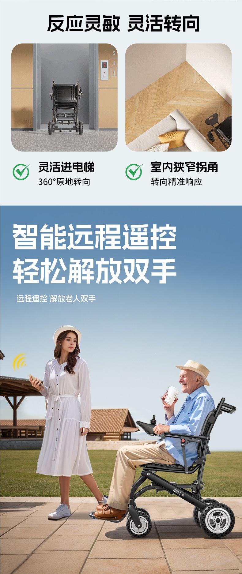 Ultra-Light Foldable Electric Wheelchair, Lightweight and Compact, Smart and Fully Automatic Portable Mobility Scooter for the Elderly