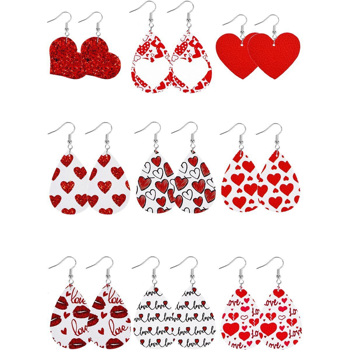 cute acrylic earrings for St. Valentine's Day drop-shaped
