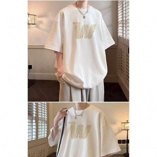 2024 Summer New Release Ultra Hot Instagram Casual Men's Trendy Short Sleeve T-Shirt Simple Print Top Couple Fashion