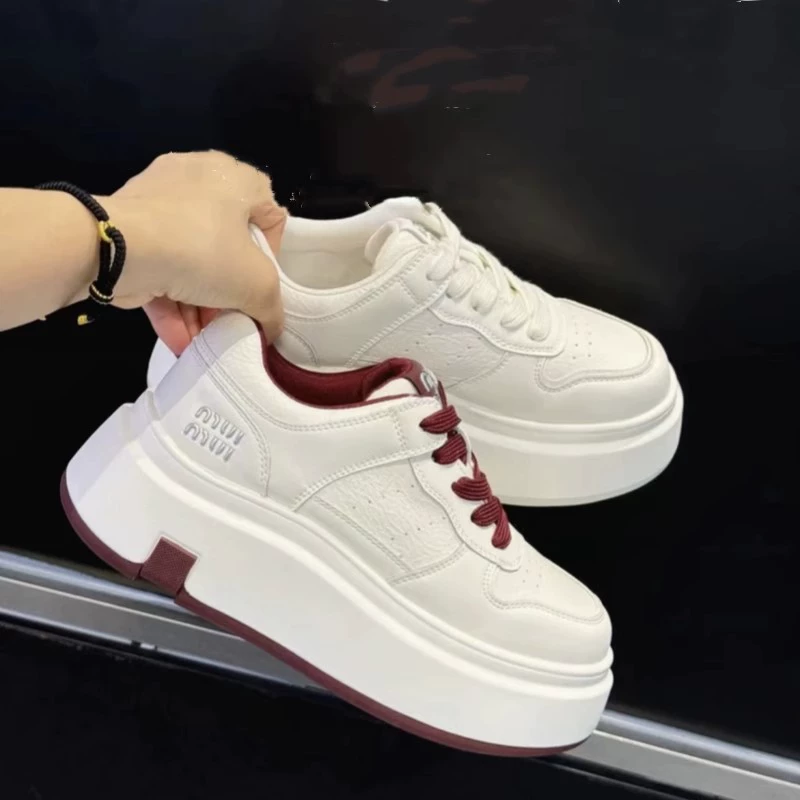 Ankora красные белые туфли на платформе для женщин, осень 2024, повседневные спортивные кроссовки на толстой подошве с мягкой подошвой