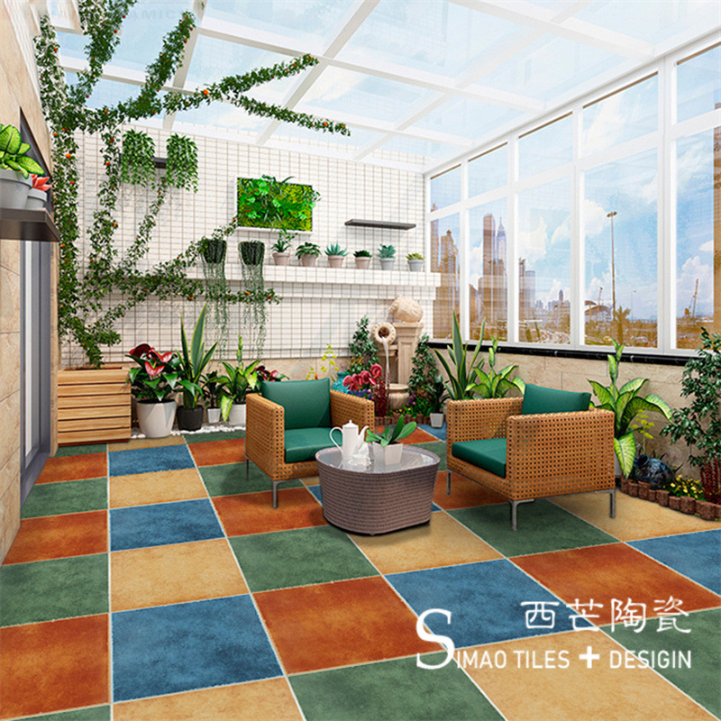 400x400美式田园瓷砖地中海风格厨房卫生间阳台地砖防滑仿古砖