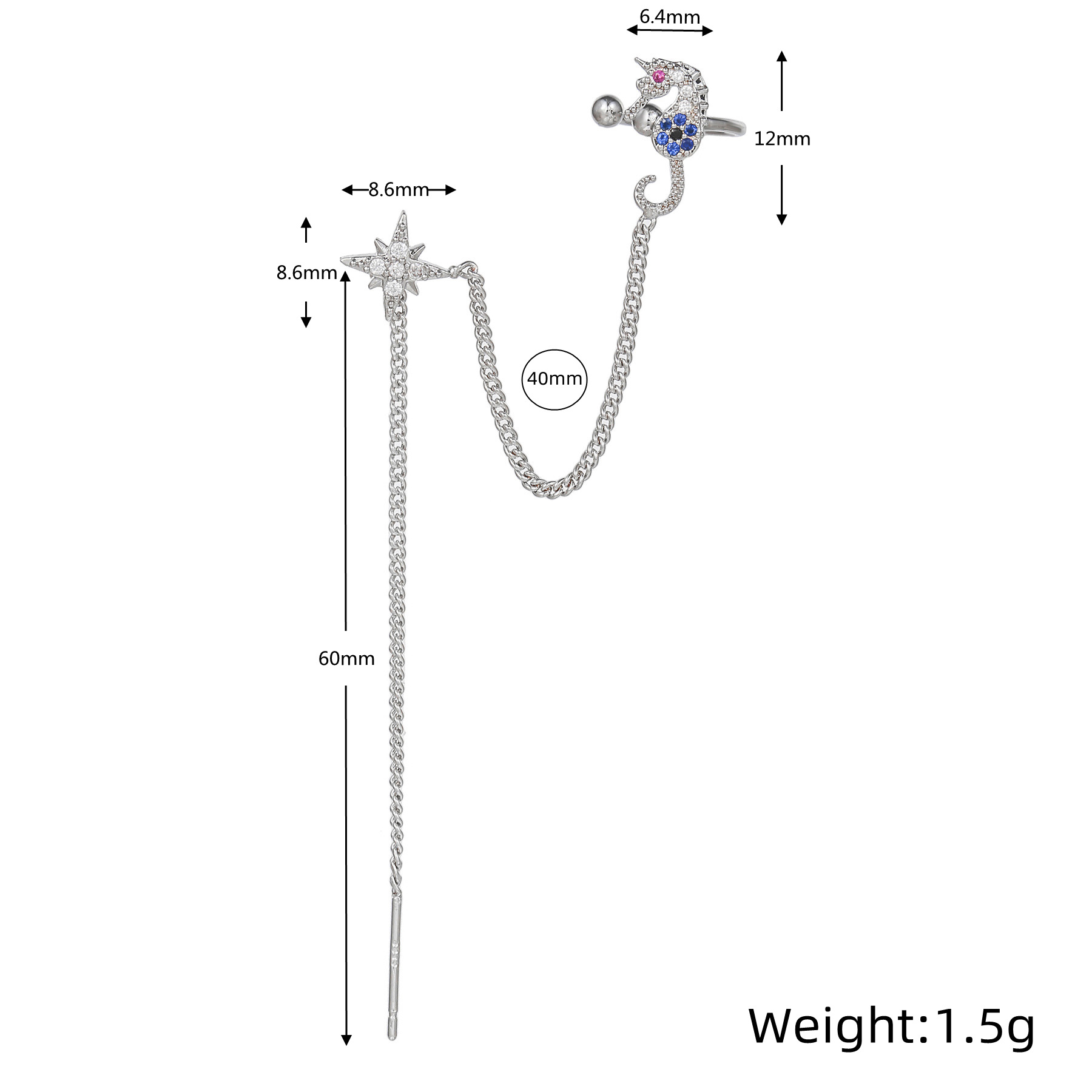 Señora Hipocampo Latón Aretes Borla Circón Pendientes De Cobre display picture 5