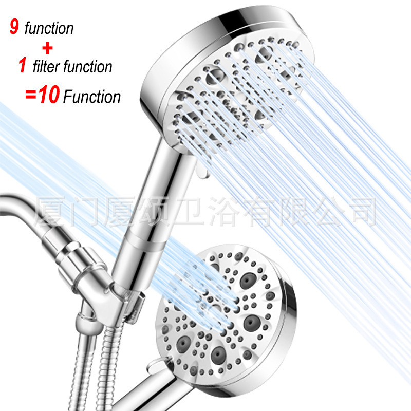 Foreign Trade New American 9+1 Function with Spray Gun Water Filter Beauty Pressurized Hand Shower Head Set