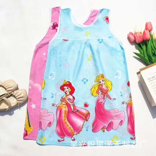 Children princess dress princess summer cotton gauze skirt cotton slip dress with backless top and sleepwear