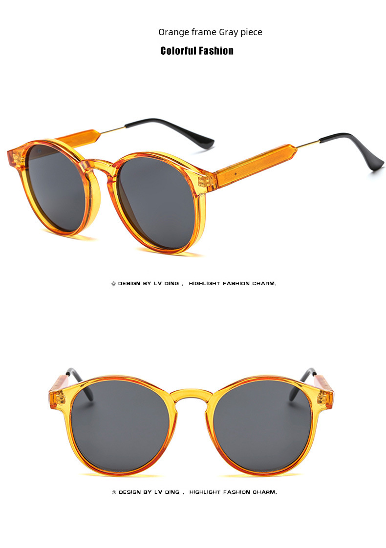 2018 New Fashion retro sunglasses 9165 texture round frame transparent sunglasses cross-border fashion sunglasses_voghion.com