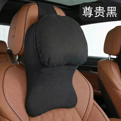 New Headrest Pillow High-End Car – Headrest - suede-large-headrest-noble-black-single