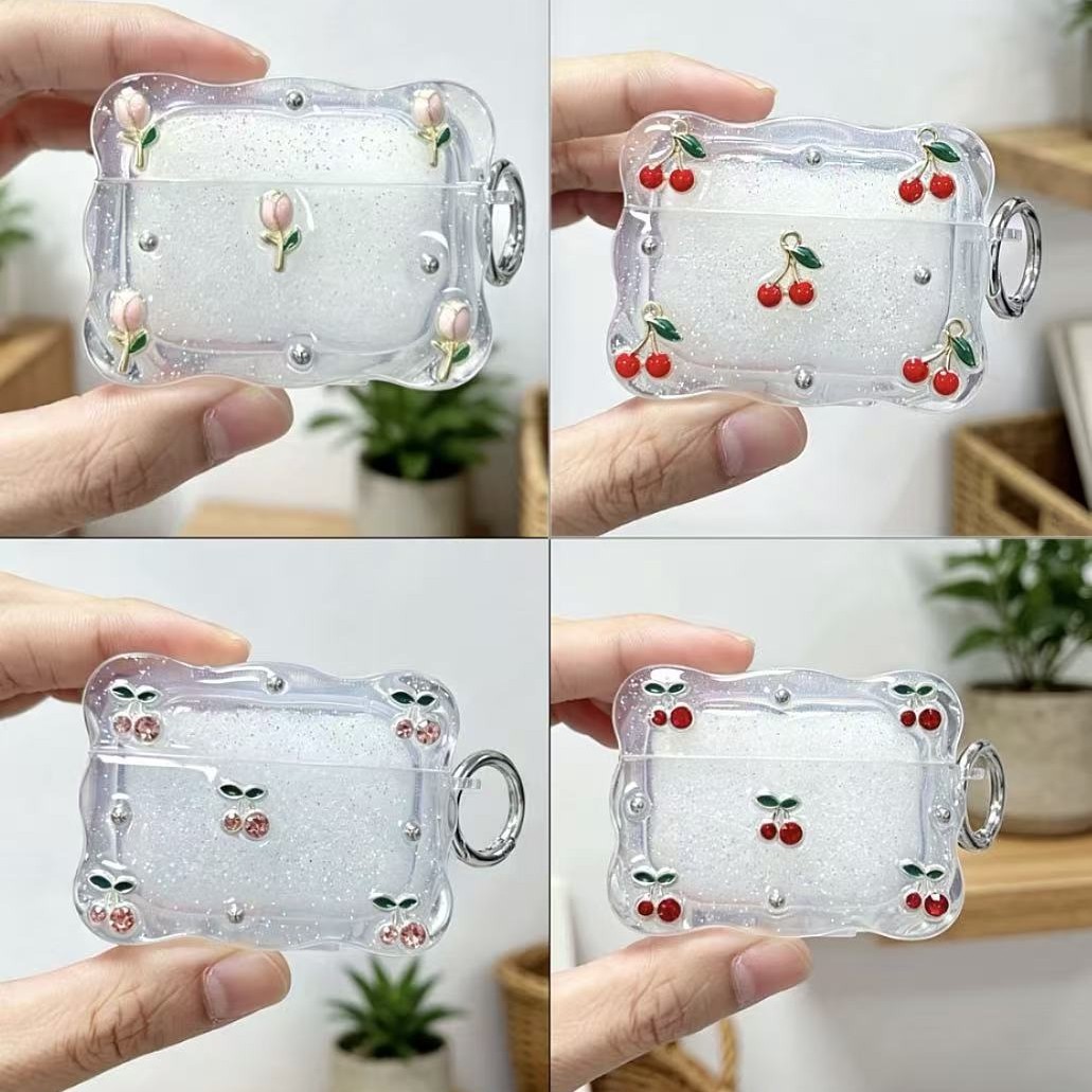 Flores de goteo de goma de cereza para Apple Airpodspro3 auriculares Airpods 4 nuevo tipo de cubierta protectora image 1
