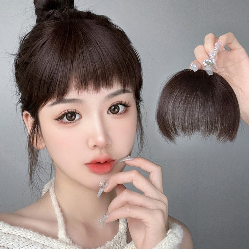 Doggy Bangs Wig, Real Hair Fake Bangs for Women, Natural Forehead Hairpiece, Daily Fringe, Above-Brow Bangs, New Style