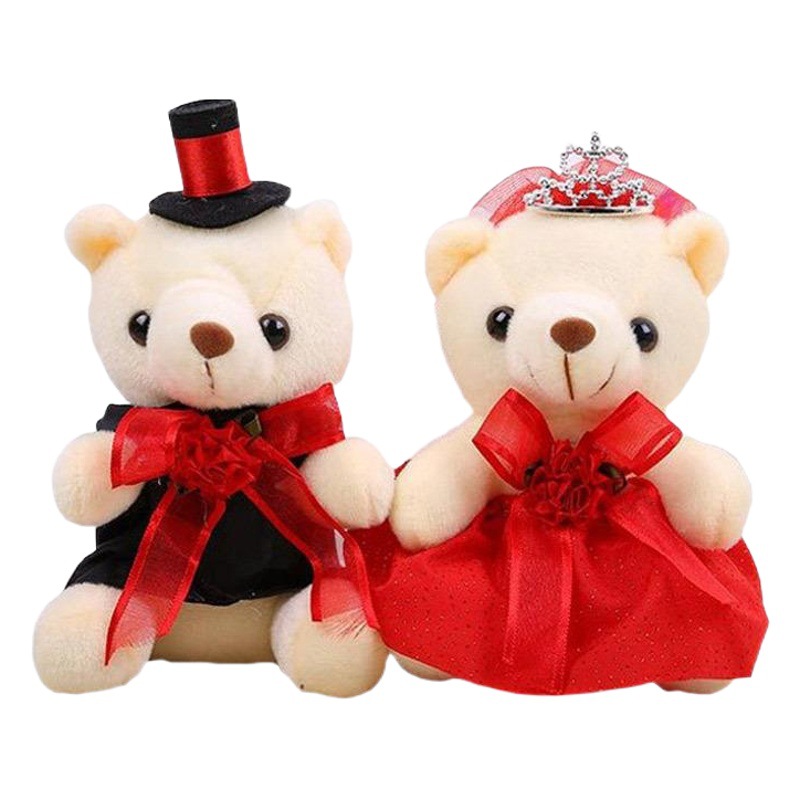 Fabricantes al por mayor 18cm corona boda coche oso diamante boda pareja oso boda suministros boda decoración del coche para llevar