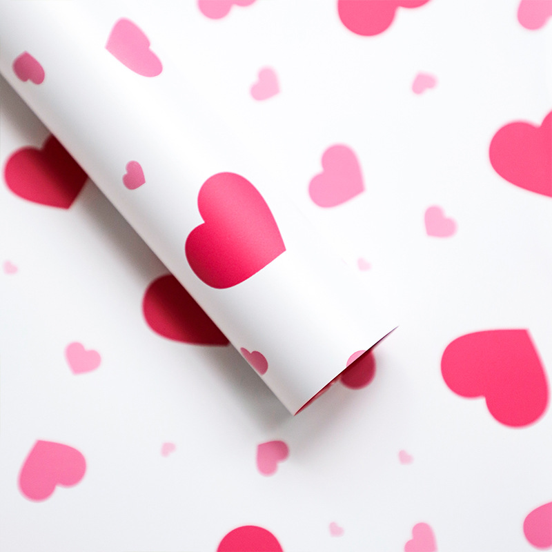 Papel de pluma brillante corazón de papel de embalaje de flores plástico amor colorido papel de envoltura de dopamina florista florística arte