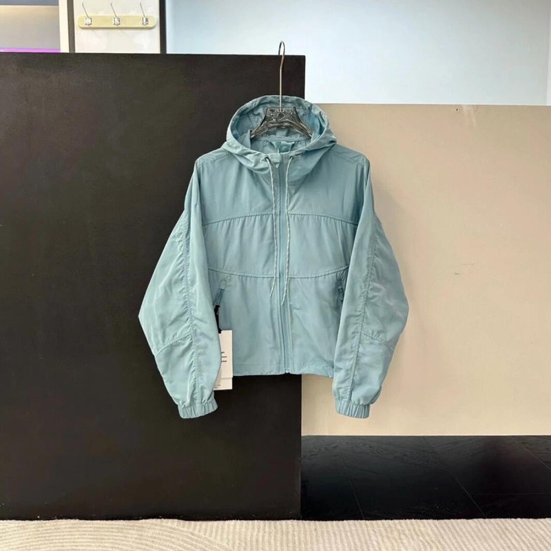 Qsqs Lulu Thin Blue Jacket Hooded Short Casual Jacket Running Yoga Breathable Windbreaker Jacket