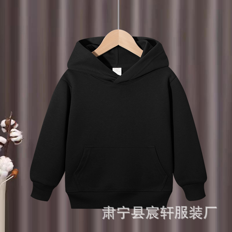 秋冬新款华棉外套儿童连帽卫衣纯色宽松落肩连帽衫班服团体服印花|undefined