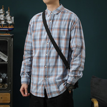 品牌授权 分销代理   潮男士韩版修身休闲格子打底衬衫男2325