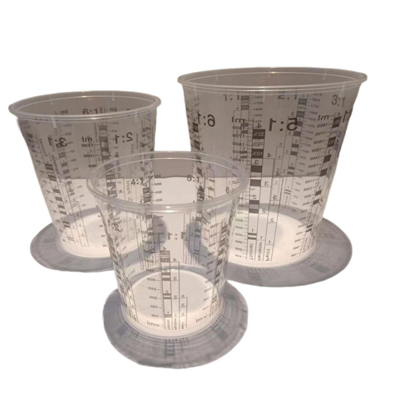 Taza de pintura 550ML Taza de plástico para el hogar del automóvil Taza de impresión de escala 50OZ Taza de medición 10OZ con tapa