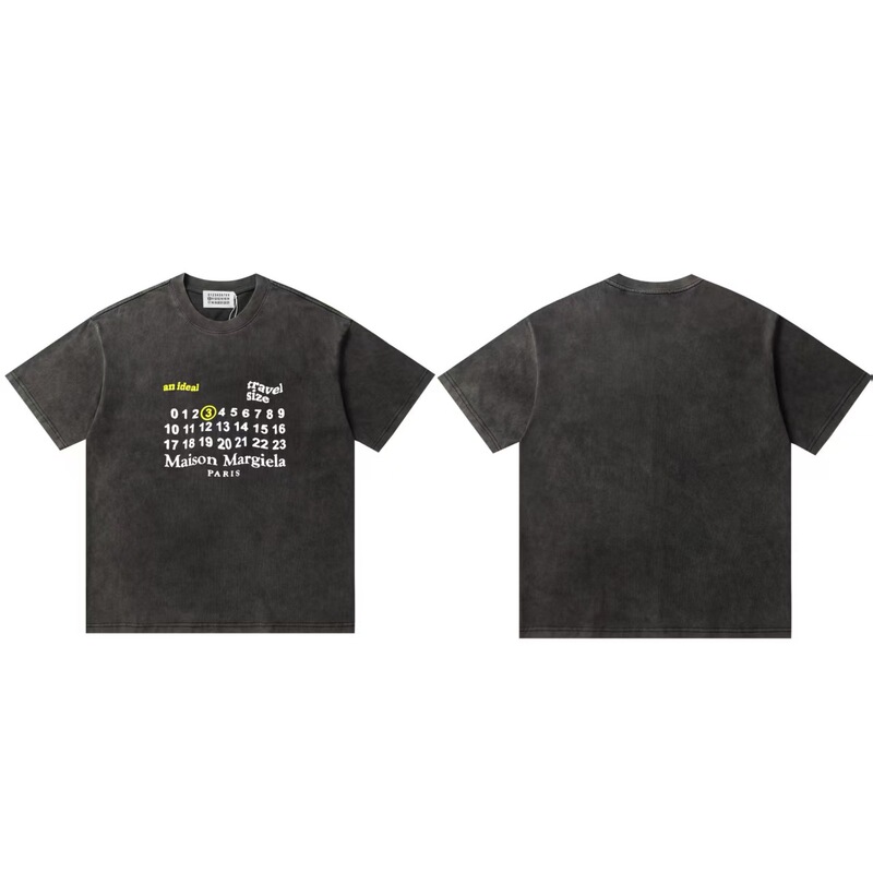クロスボーダーファッションラグジュアリーマルジェラウォッシュプリントユニセックスルーズカジュアル万能半袖Tシャツドロップシッピング|undefined