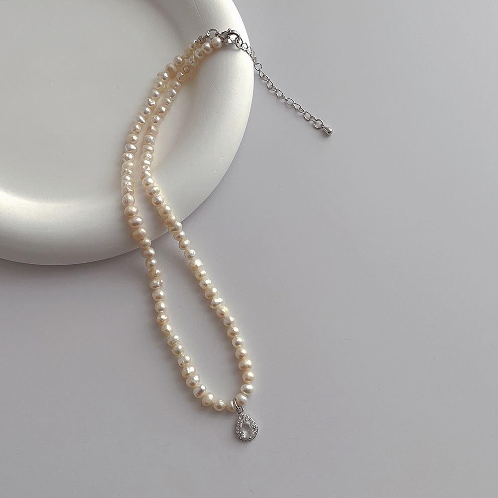 Simple Style Geometric Pearl Inlay Rhinestones Pendant Necklace 1 Piece