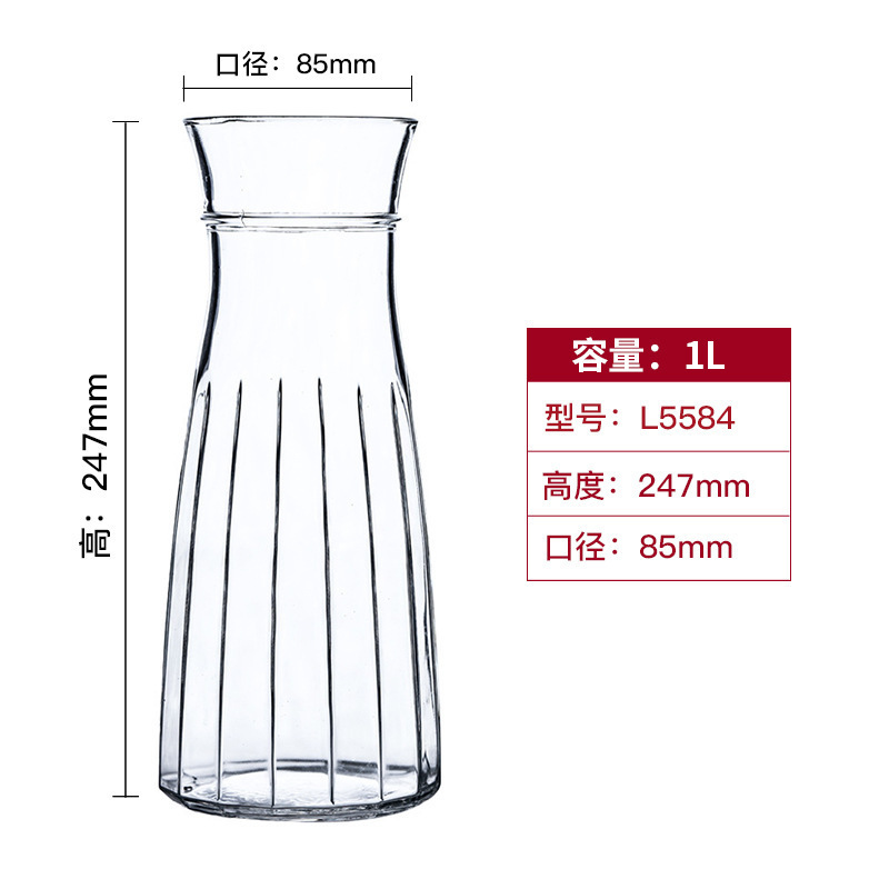 Lemeya vidrio resistente al calor hervidor de agua fría agua manzana verde engrosado jar de jugo tetera flor logotipo al por mayor