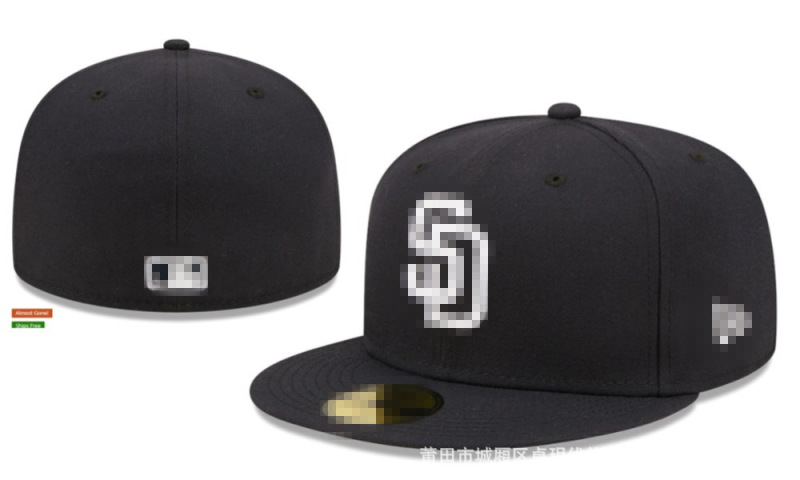 新款教士队棒球帽Padres字母刺绣嘻哈帽尺寸帽时尚帽子Fitted cap|undefined