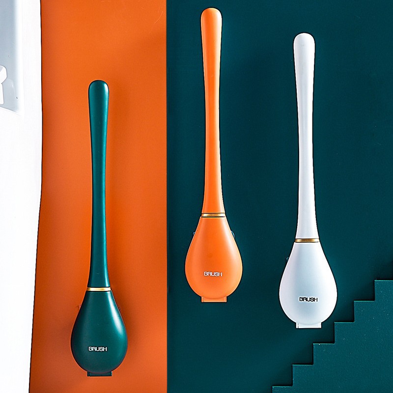 Bathroom Wall-Mounted Toilet Brush Magnetic Opening and Closing Silicone Soft Brush Automatic Opening and Closing Creative Toilet Cleaning Brush