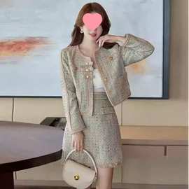 小香风套装女年春秋季新款洋气减龄时尚御姐外套半身裙两件套