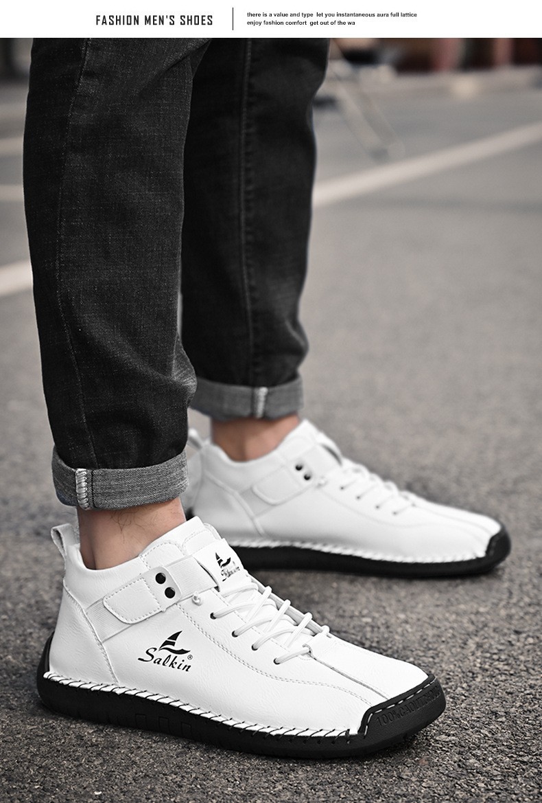Casual Loafers For Men Handmade Leather Flat Slip-on Driving Shoes_voghion.com