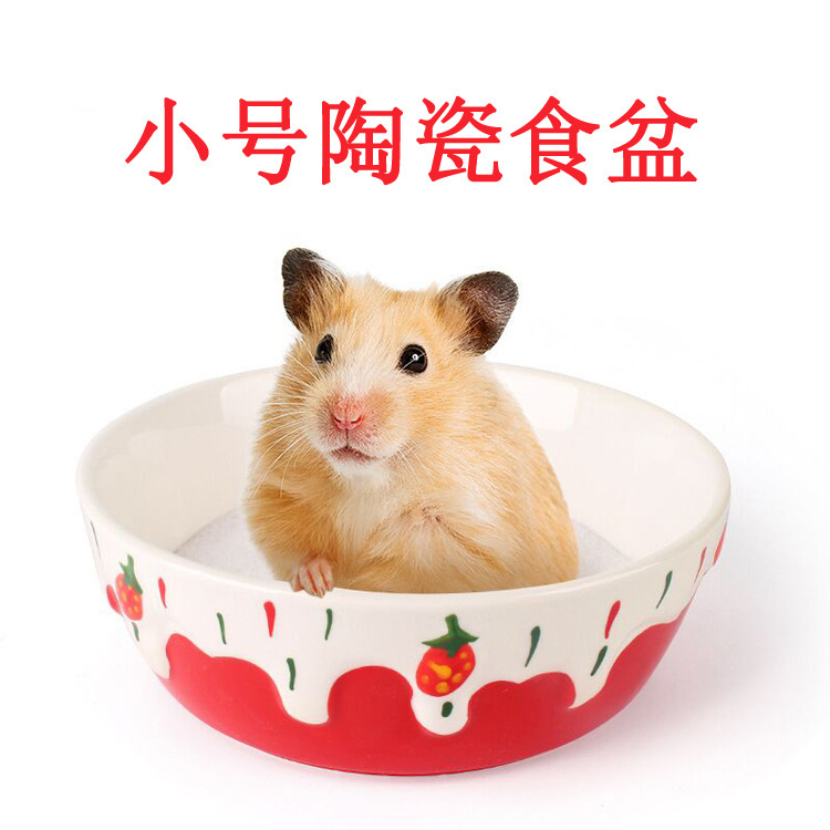 Hamster Ceramic Food Bowl Large Golden Bear Rabbit Totoro Hedgehog Guinea Pig Anti-tip Anti-splash Bowl Feed Box Supplies