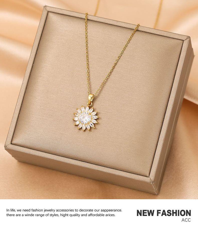 Gold Sunflower Necklace Image 3