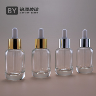 in stock 30ml Dropper Essence Essence Oil Bottle Large Round Thick Bottom Transparent Glass Bottling Water Emulsion Cosmetic Bottle