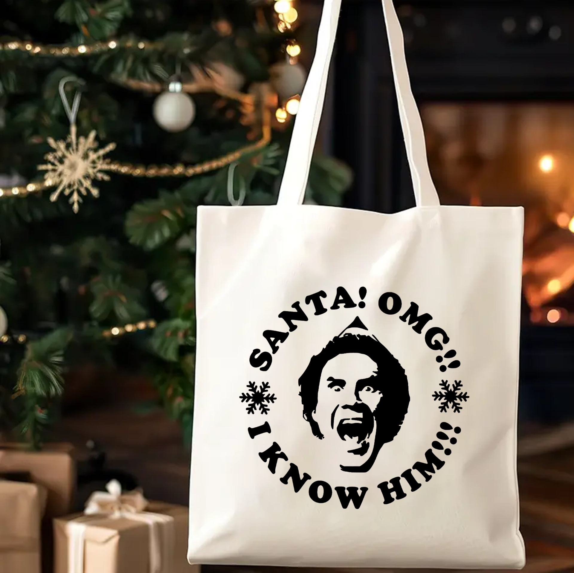 欧美跨境外贸独立站亚马逊圣诞节SANTA OMG帆布包 休闲包