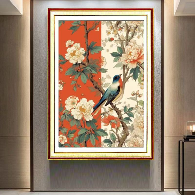Mona Lisa flores cruzadas reales gavijas flores y pájaros auspiciosos chinos bordados a mano 14 bordados de color sin gancho image 2