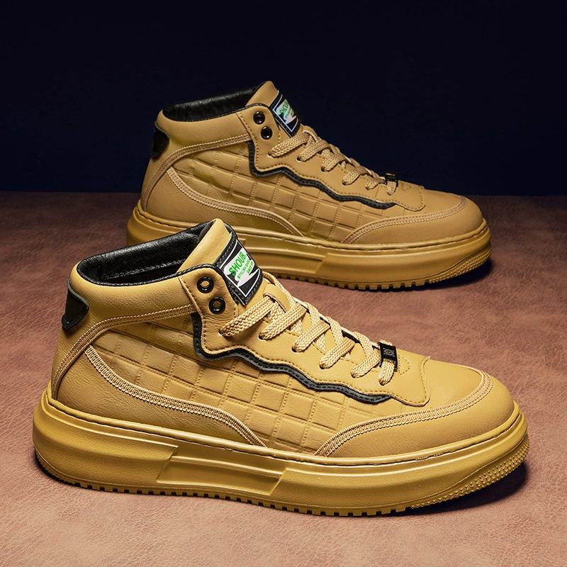 Высокие мужские туфли осенью дикие повседневные ниши ультра-волокнистые туфли моды кроссовки в британском стиле ретро увеличенные кроссовки